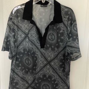 ASOS see through mesh paisley black shirt